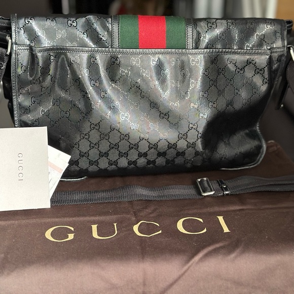 GUCCI Imprime Monogram Web 500 Black Messenger Bag - Picture 10 of 10